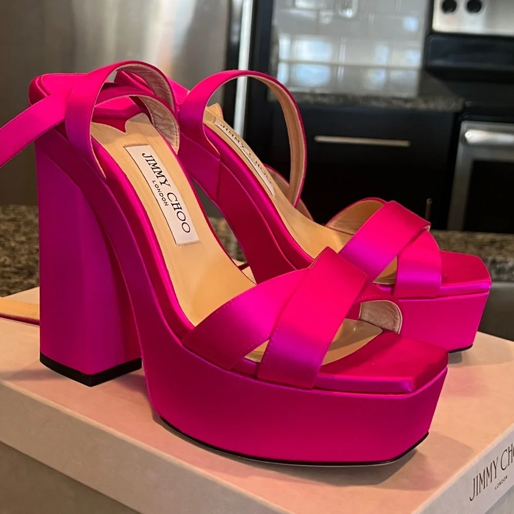 Jimmy Choo Fuchsia Platform Heels - Picture 6 of 9
